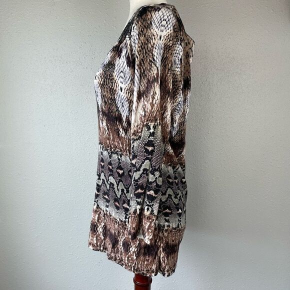 NWOT Alberto Makali Snake Skin Print V-Neck Top Size XL - Picture 4 of 7